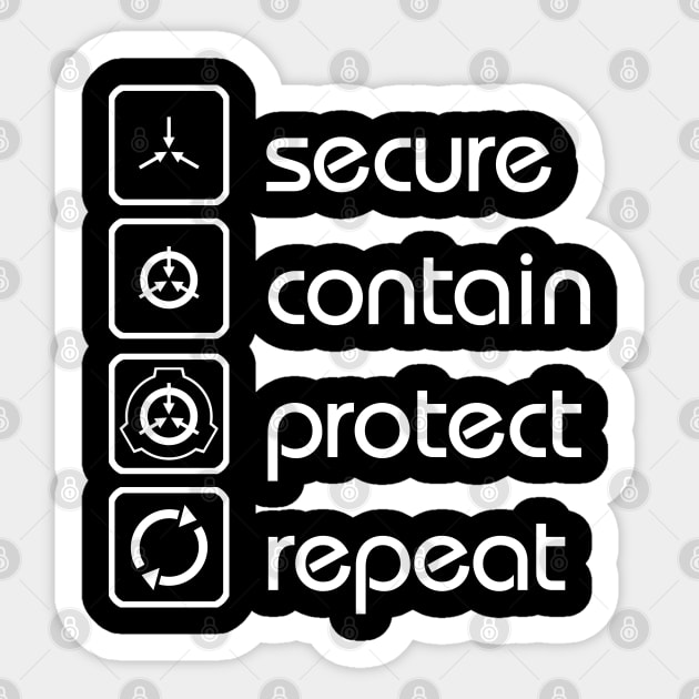 Secure Contain Protect Repeat Sticker by CCDesign